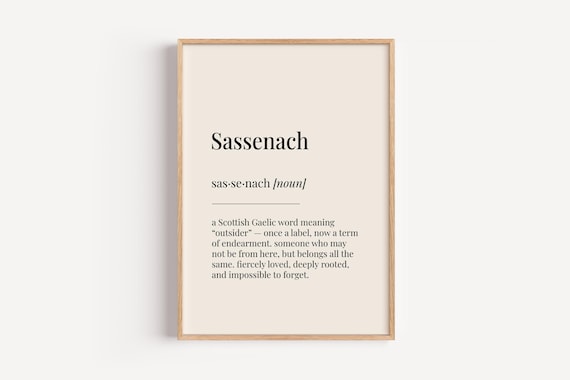 Sassenach Scottish Gaelic Word Definition Dictionary Wall Poster