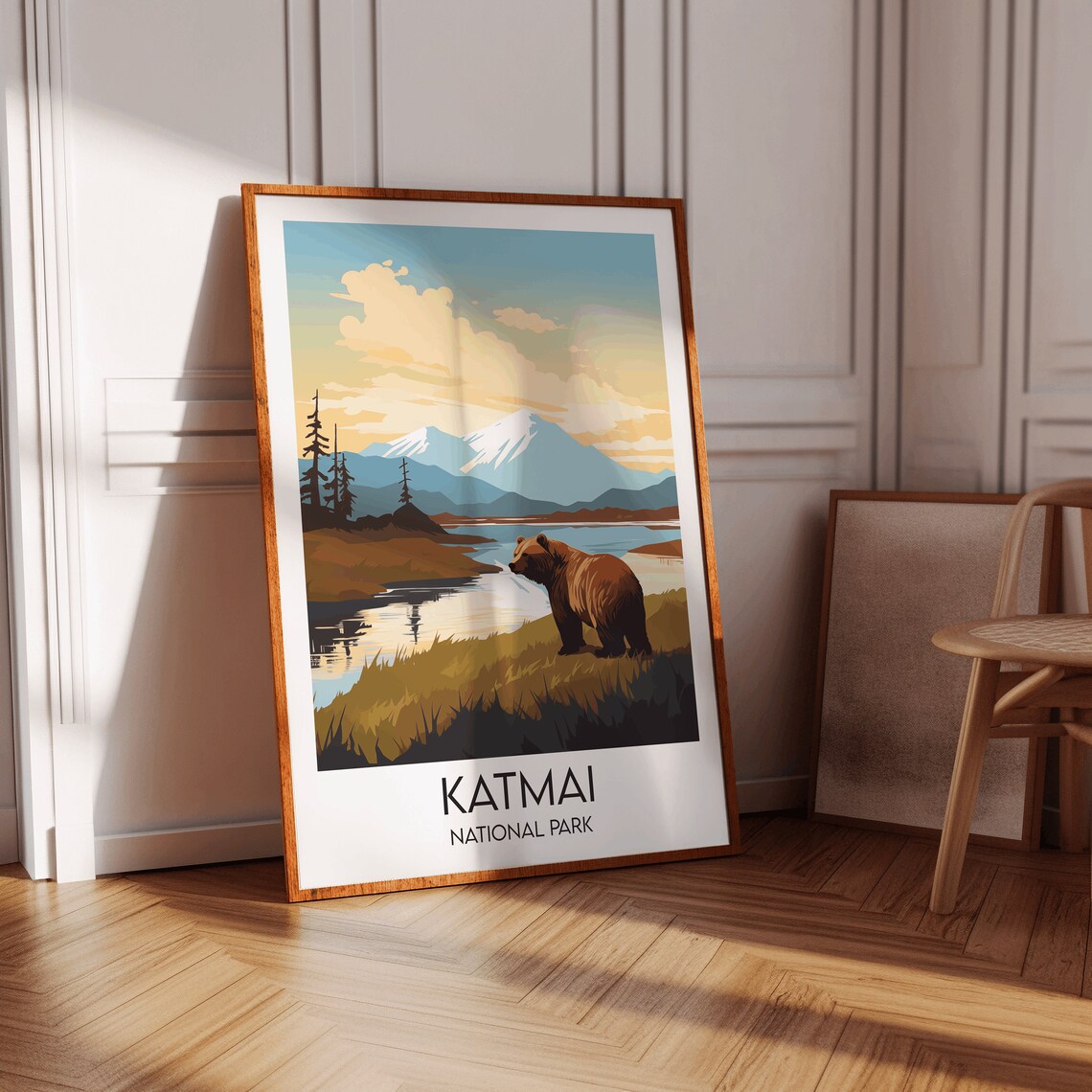 Katmai National Park Alaska Brown Bear Scenic Art Travel Poster - Image 2