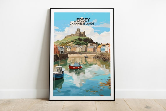 Jersey Travel Print Channel Islands Poster Custom Personalised Wedding Birthday Gift