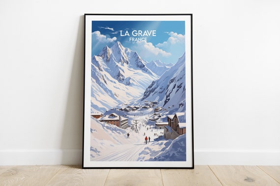 La Grave Ski Travel Print France Poster Custom Personalised Wedding Birthday Gift