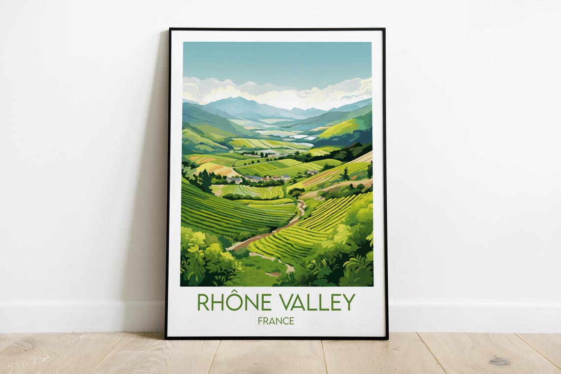 Rhone Valley France Terraced Vineyard Hills Scenic Travel Wall Art