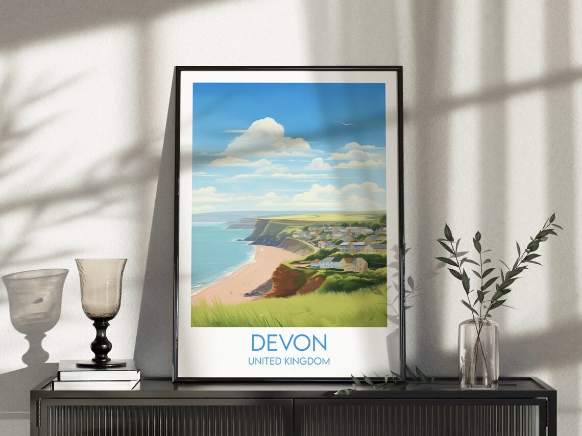 Devon Travel Poster, United Kingdom Travel Print - Image 3