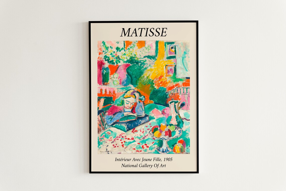 Matisse Girl Reading Vintage Flowers Art Print - Image 2