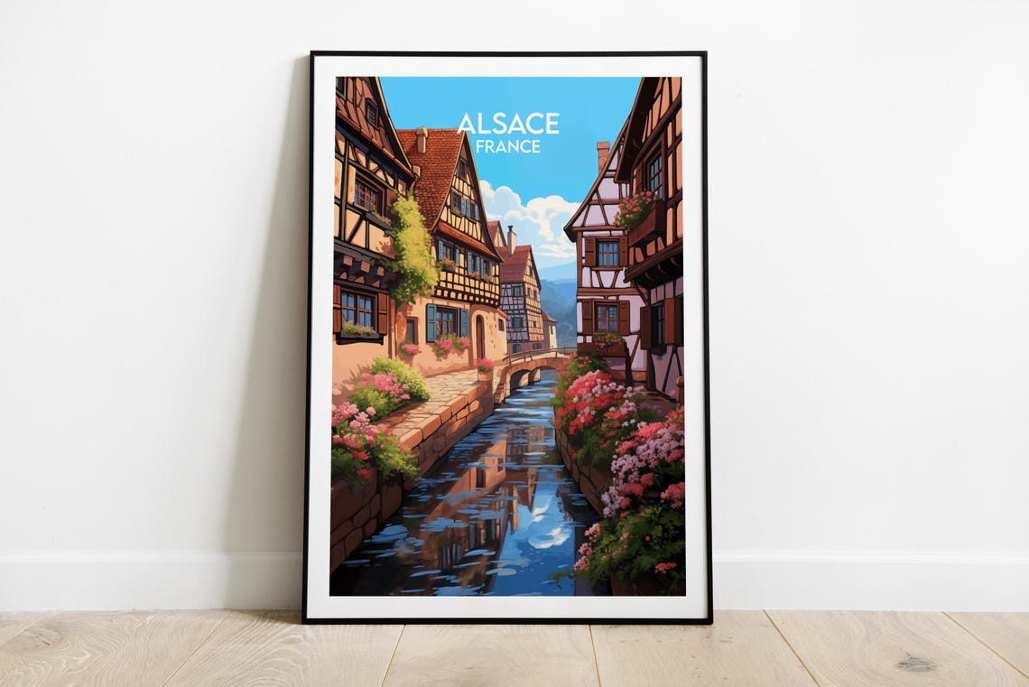 Alsace France Half Timbered Canal Village Floral Street Poster