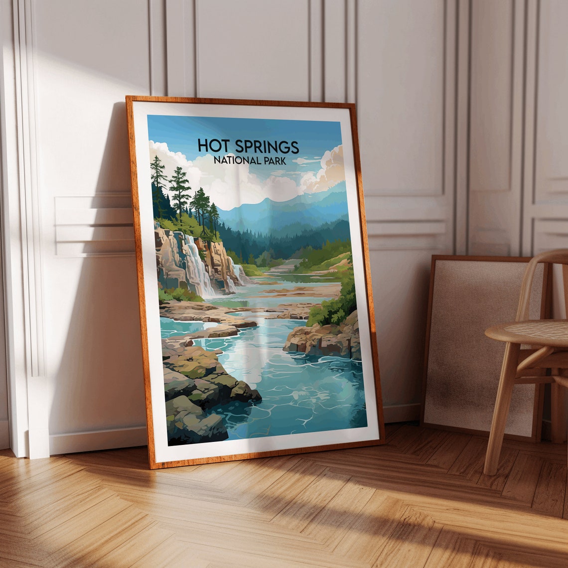 Hot Springs National Park Arkansas Retro Waterfall Travel Poster - Image 2