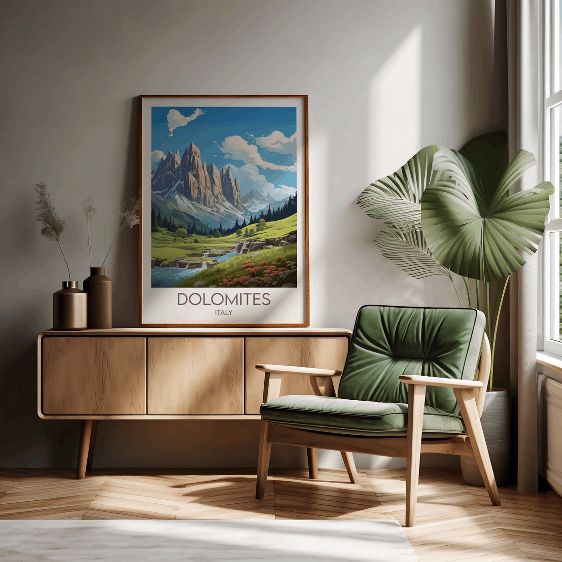 Dolomites Italy Alpine Mountain Landscape Vintage Travel Poster - Image 2