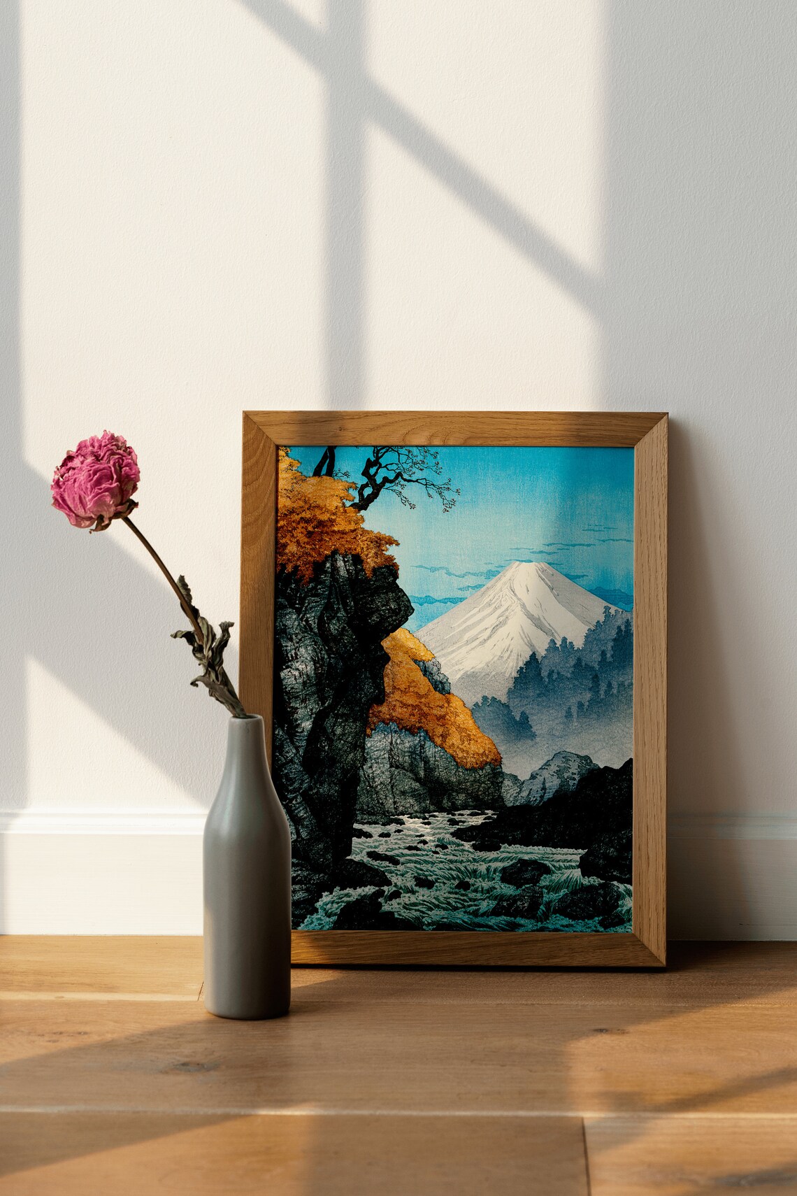 Mount Fuji Japanese Woodblock River Gorge Autumn Landscape Print - Image 4
