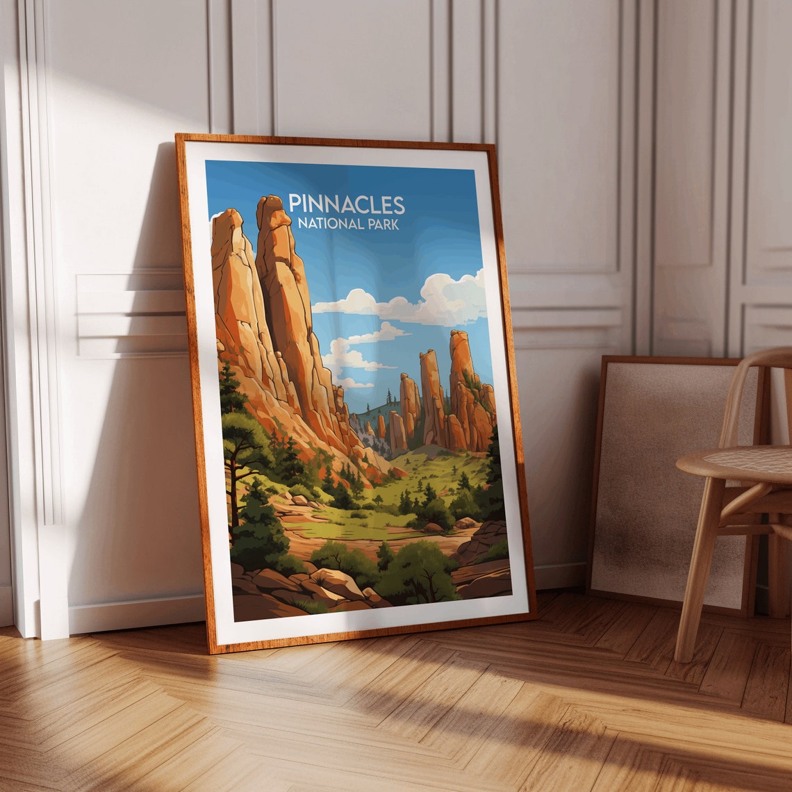 Pinnacles National Park Orange Rock Spires Desert Travel Poster - Image 3