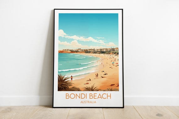 Bondi Beach Travel Print Australia Poster Custom Personalised Wedding Birthday Gift
