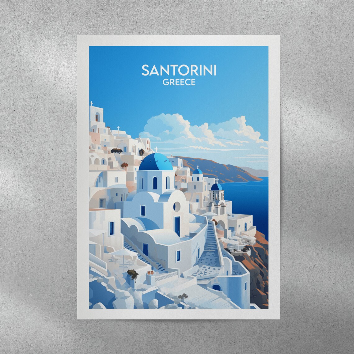 Santorini Travel Poster, Greece Custom Personalized - Image 2