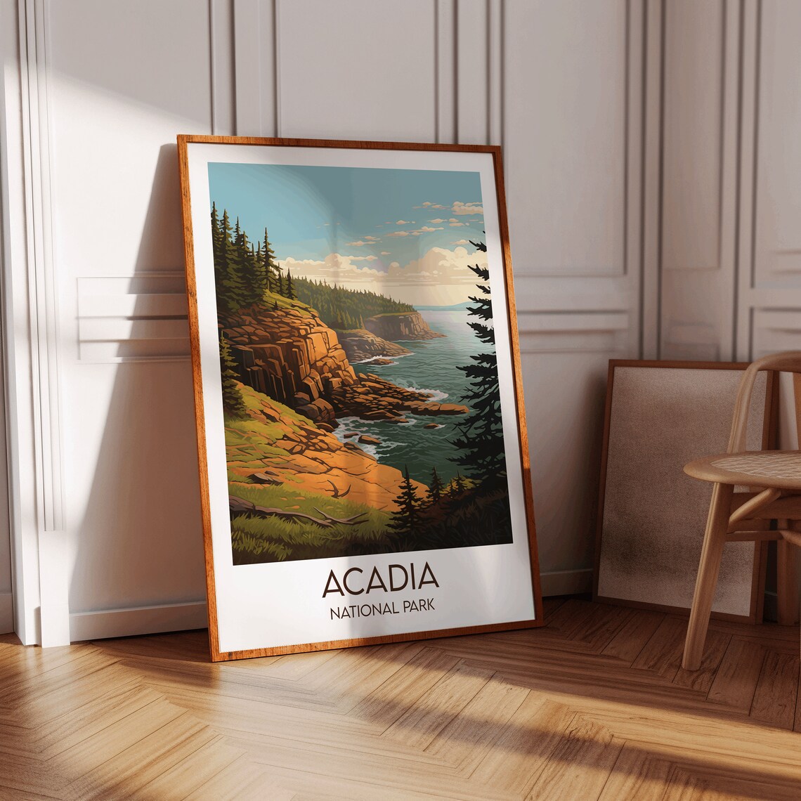 Acadia National Park Rocky Ocean Coastline Vintage Travel Poster - Image 3