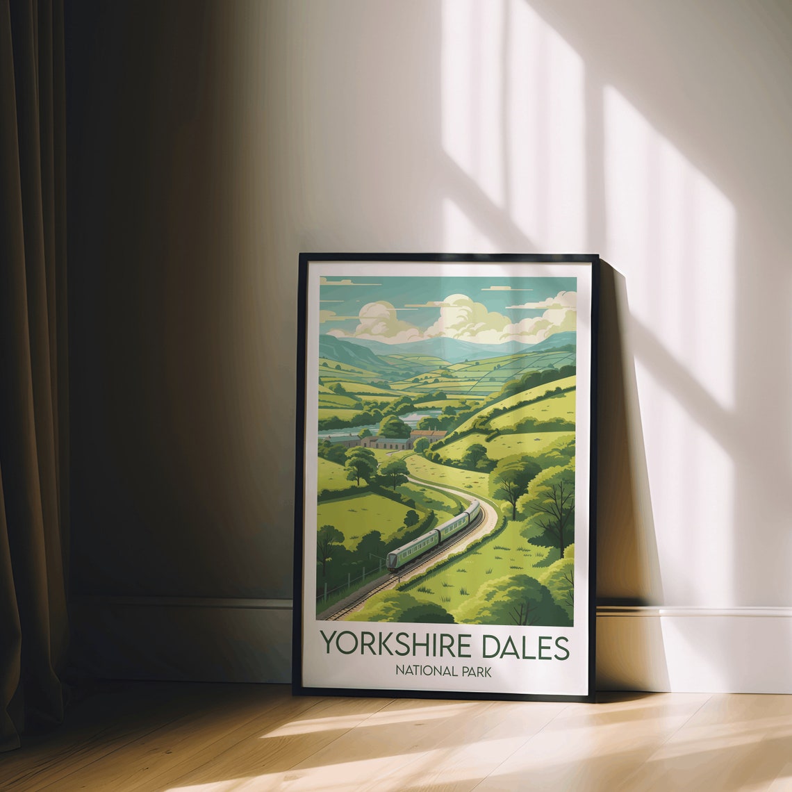 Yorkshire Dales National Park Scenic Railway Hills Travel Art Poster - Image 2