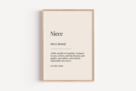 Niece Definition Dictionary Poster, Funny Birthday Gift