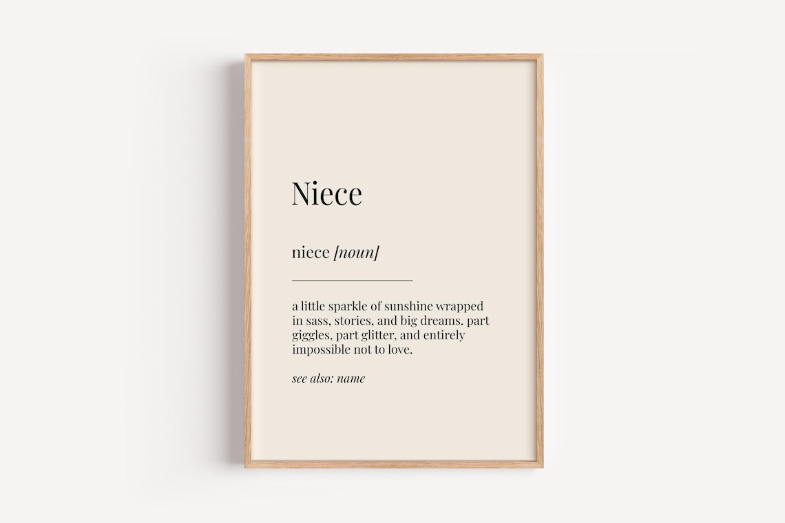 Niece Definition Dictionary Poster, Funny Birthday Gift