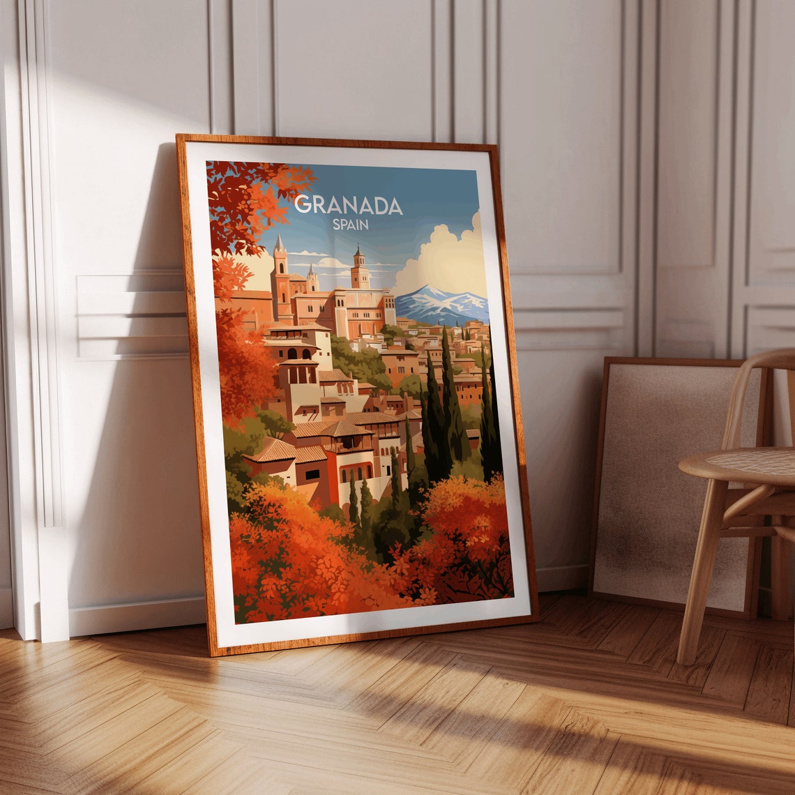 Granada Spain Autumn Cityscape Old Town Cypress Travel Art Poster - Image 2