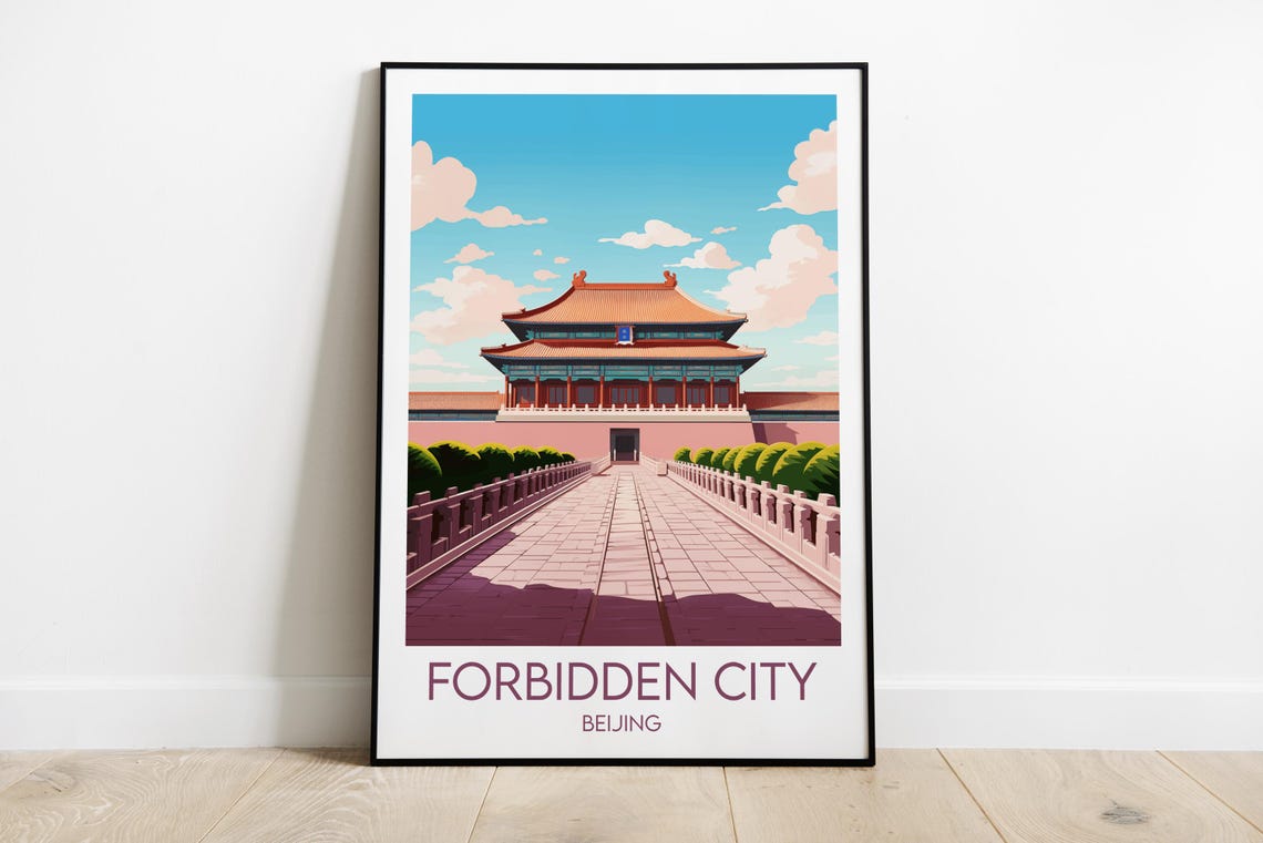 Forbidden City Beijing Imperial Palace Front Gate Retro Travel Poster