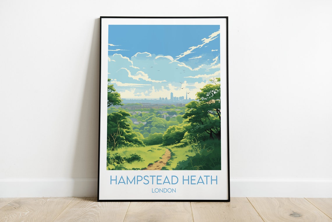 Hampstead Heath London Green Woodland Path City Skyline Poster