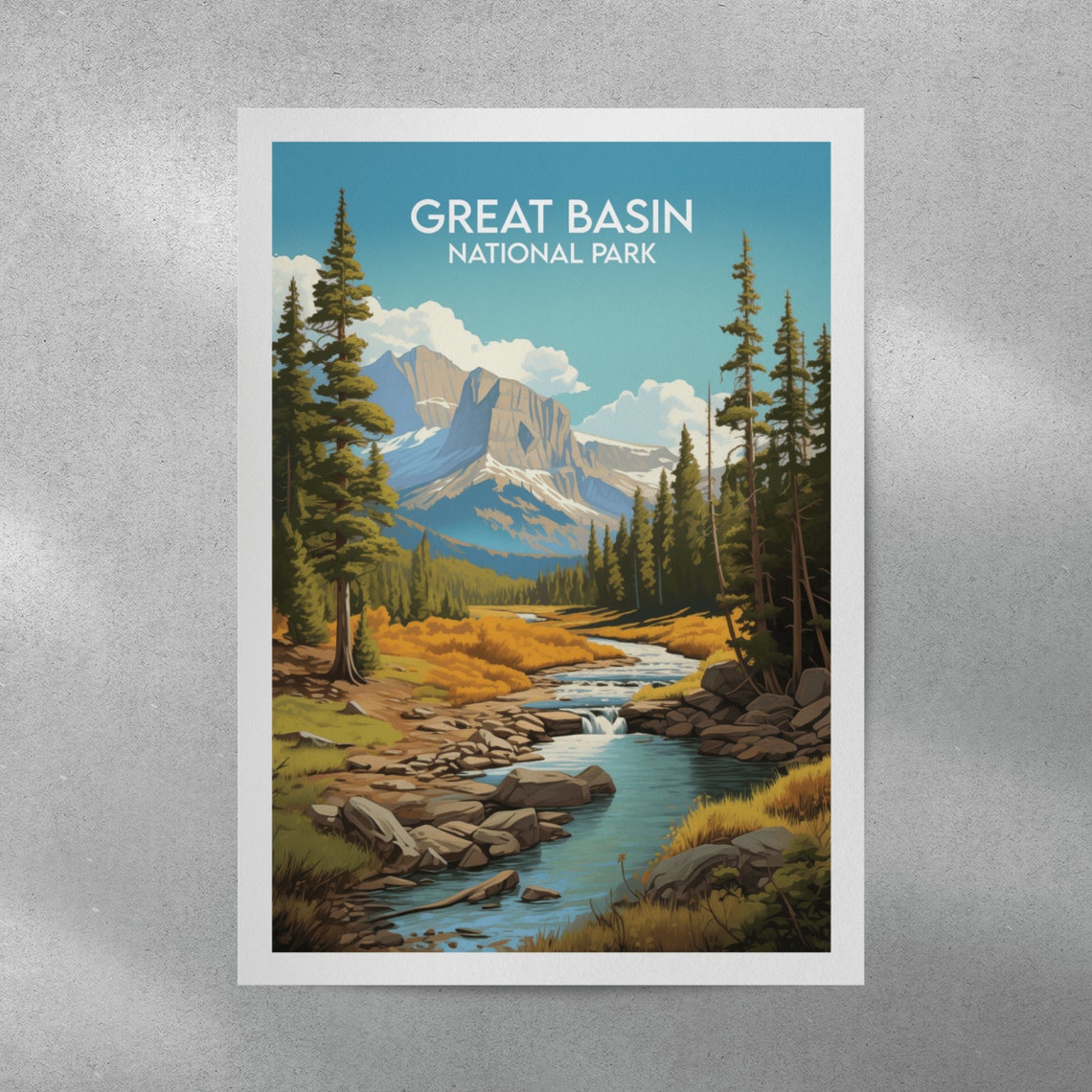 Great Basin National Park Mountain River Pines Travel Poster - Image 2