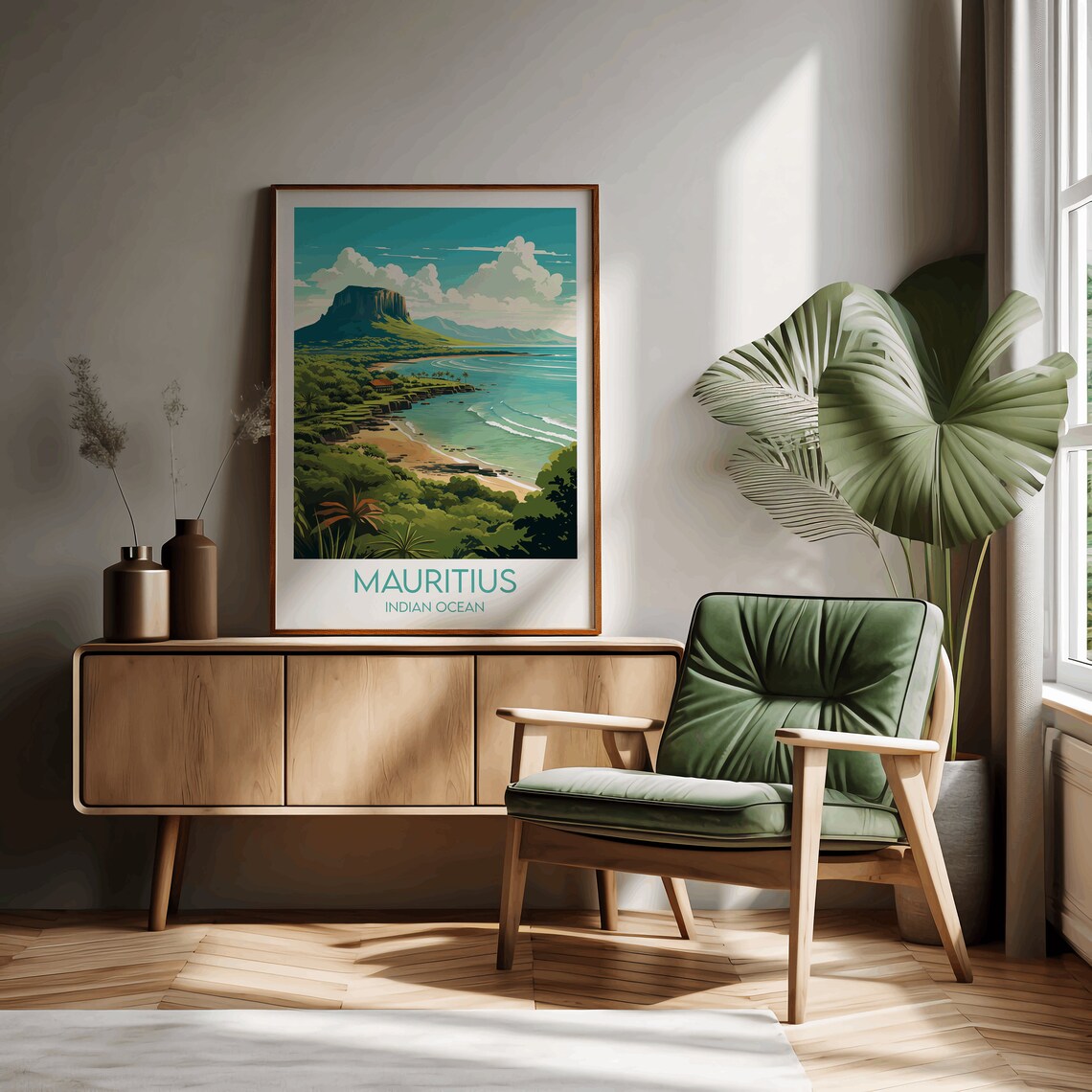 Mauritius Travel Poster, Indian Ocean Custom Personalised - Image 2