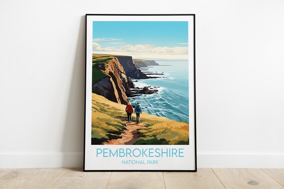Pembrokeshire National Park Coastal Cliffs Hiking Travel Poster