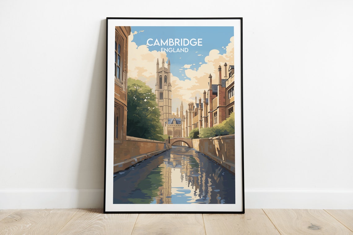 Cambridge England River Cam Historic College Buildings Travel Poster