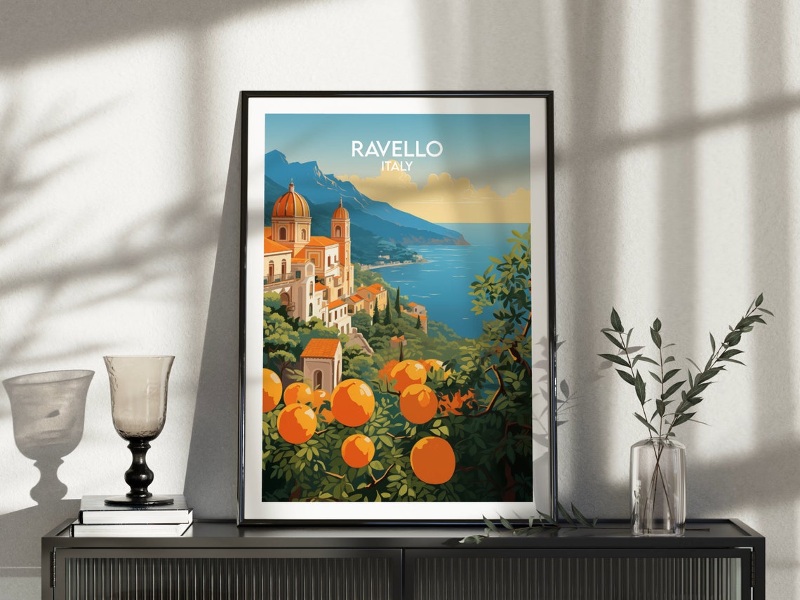 Ravello Italy Amalfi Coast Town Orange Lemon Trees Travel Poster - Image 2