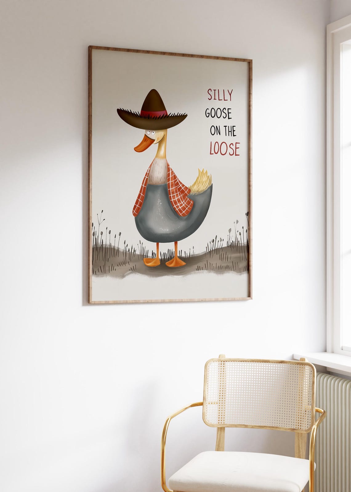 Silly Goose on the Loose in Cowboy Hat with Red Scarf Poster - Image 4