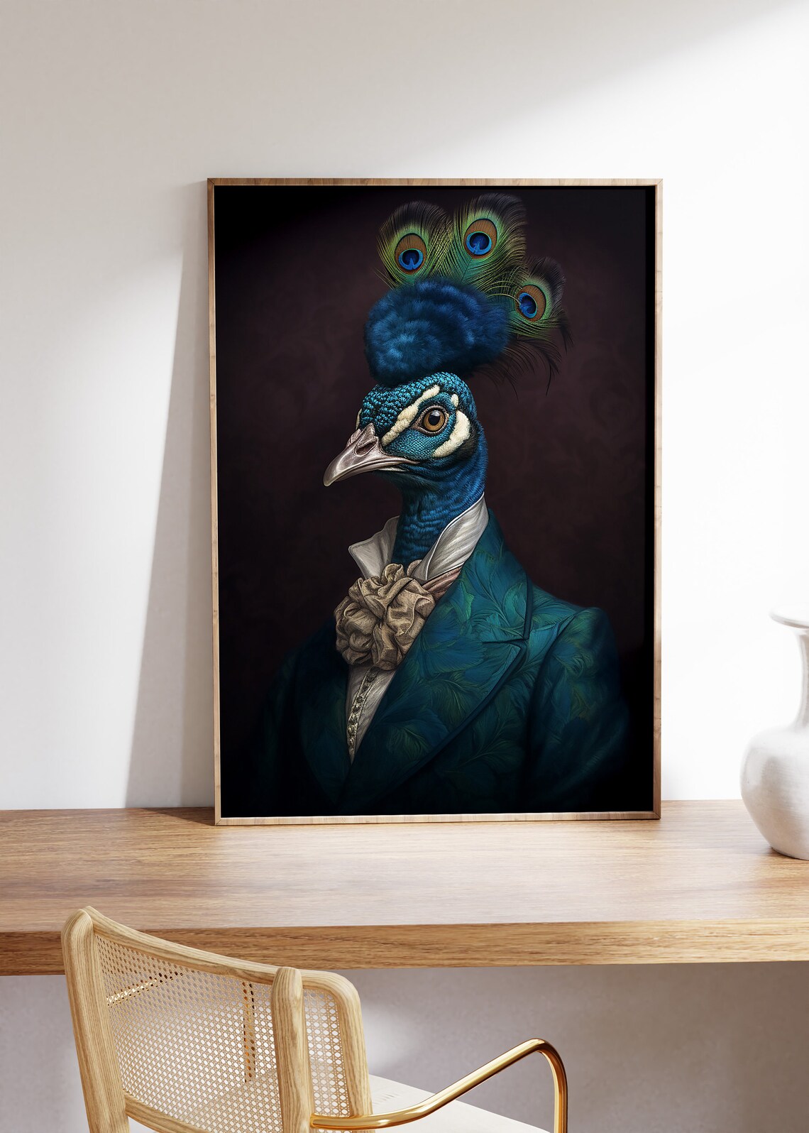 Vintage Peacock Portrait Art Print, Victorian Bird - Image 5
