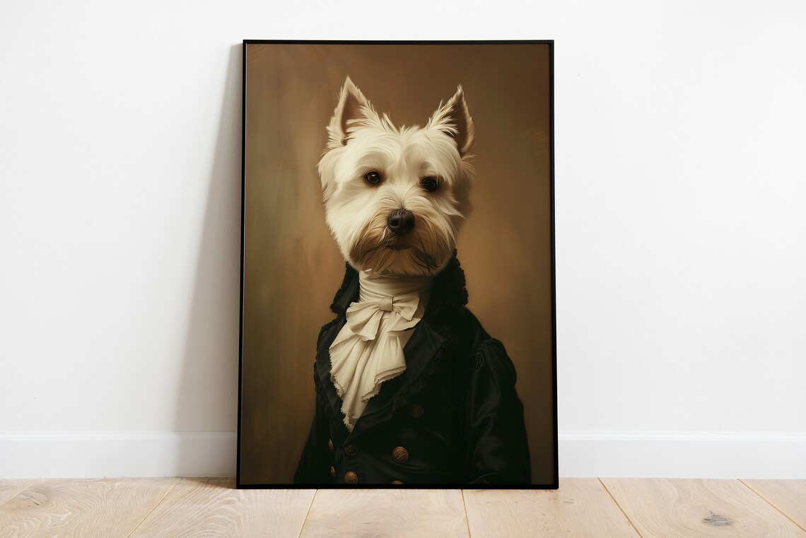 Westie Renaissance Portrait, Vintage Dog Art Print