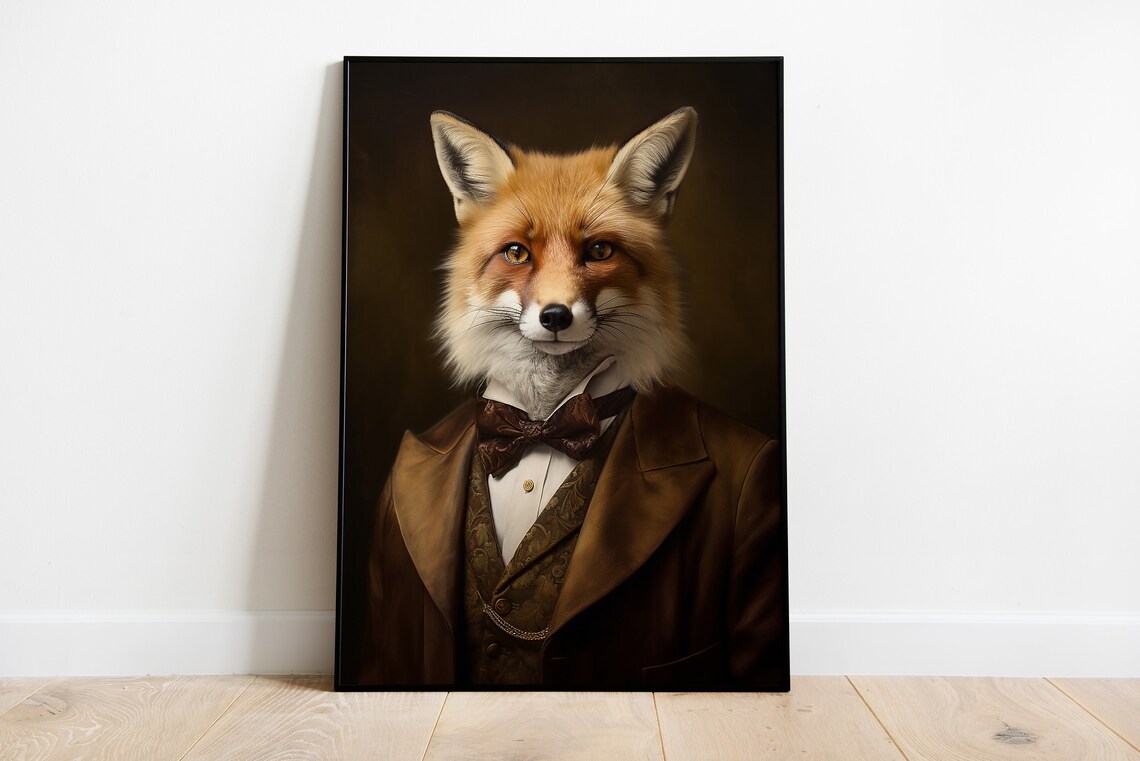 Vintage Fox Portrait Art Print, Animal Figure Study