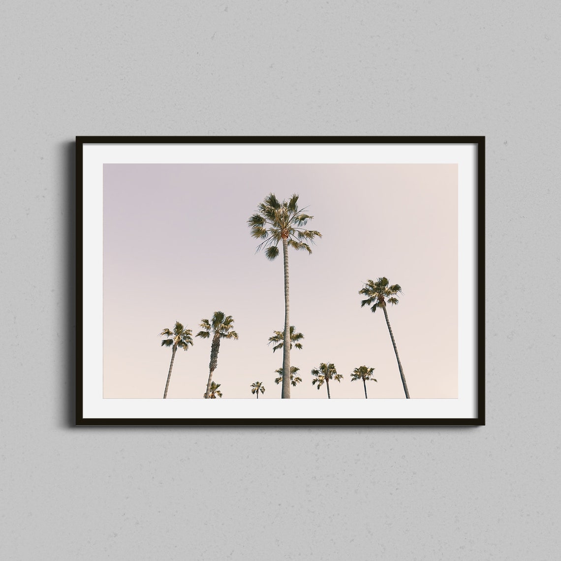 Palm Trees Pastel Sky Minimalist Tropical Beach Photo Poster