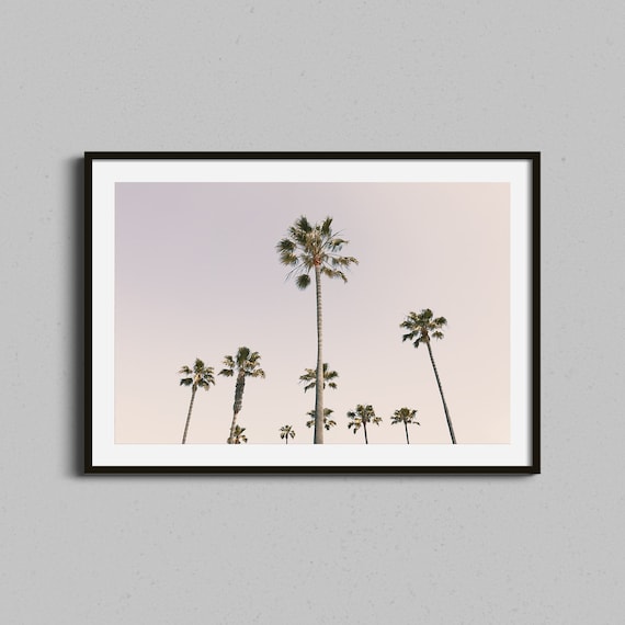 Palm Trees Pastel Sky Minimalist Tropical Beach Photo Poster
