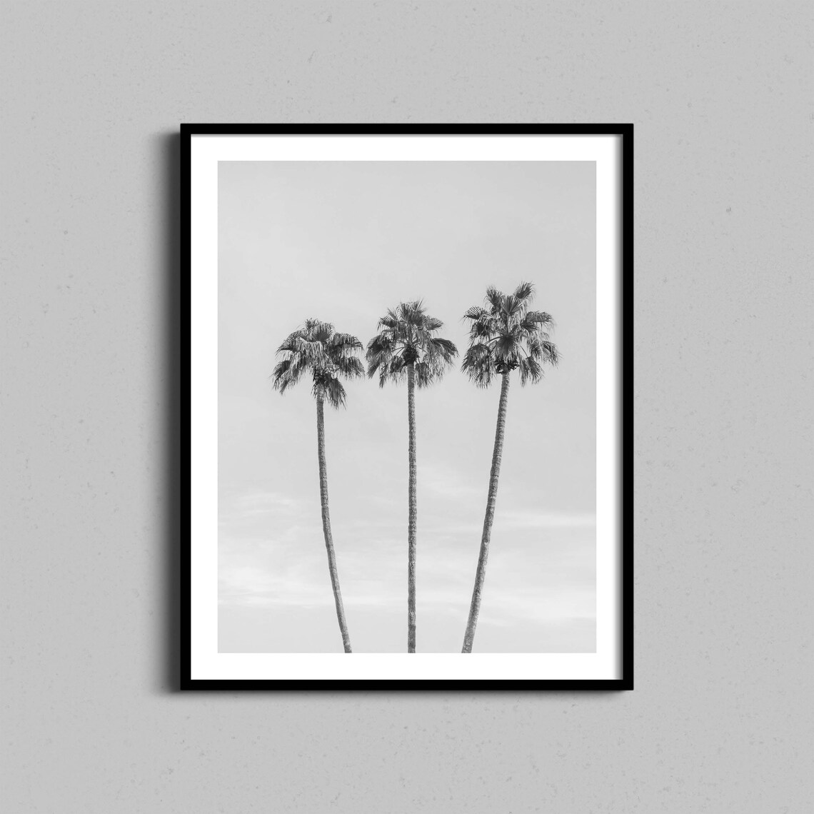 Black And White Palm Trees Art Print, Coastal Decor