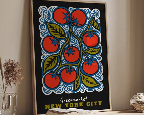 Tomato Poster Tomatos Print Kitchen Poster Dining Room Decor Airbnb Wall Art Linocut Wall Art Eclectic Kitchen Decor Farmhouse Print