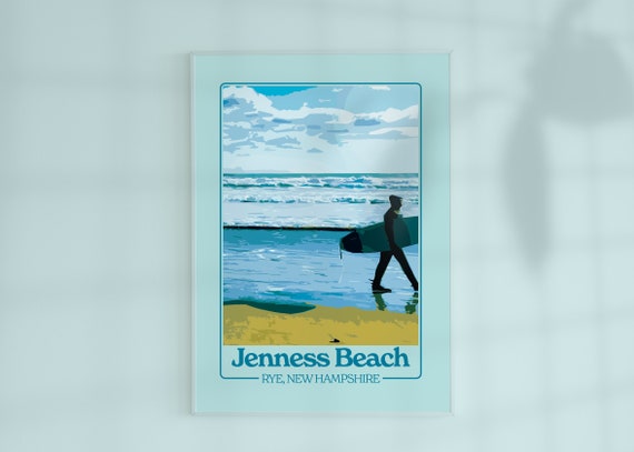 Jenness Beach Rye NH Surfer Travel Poster