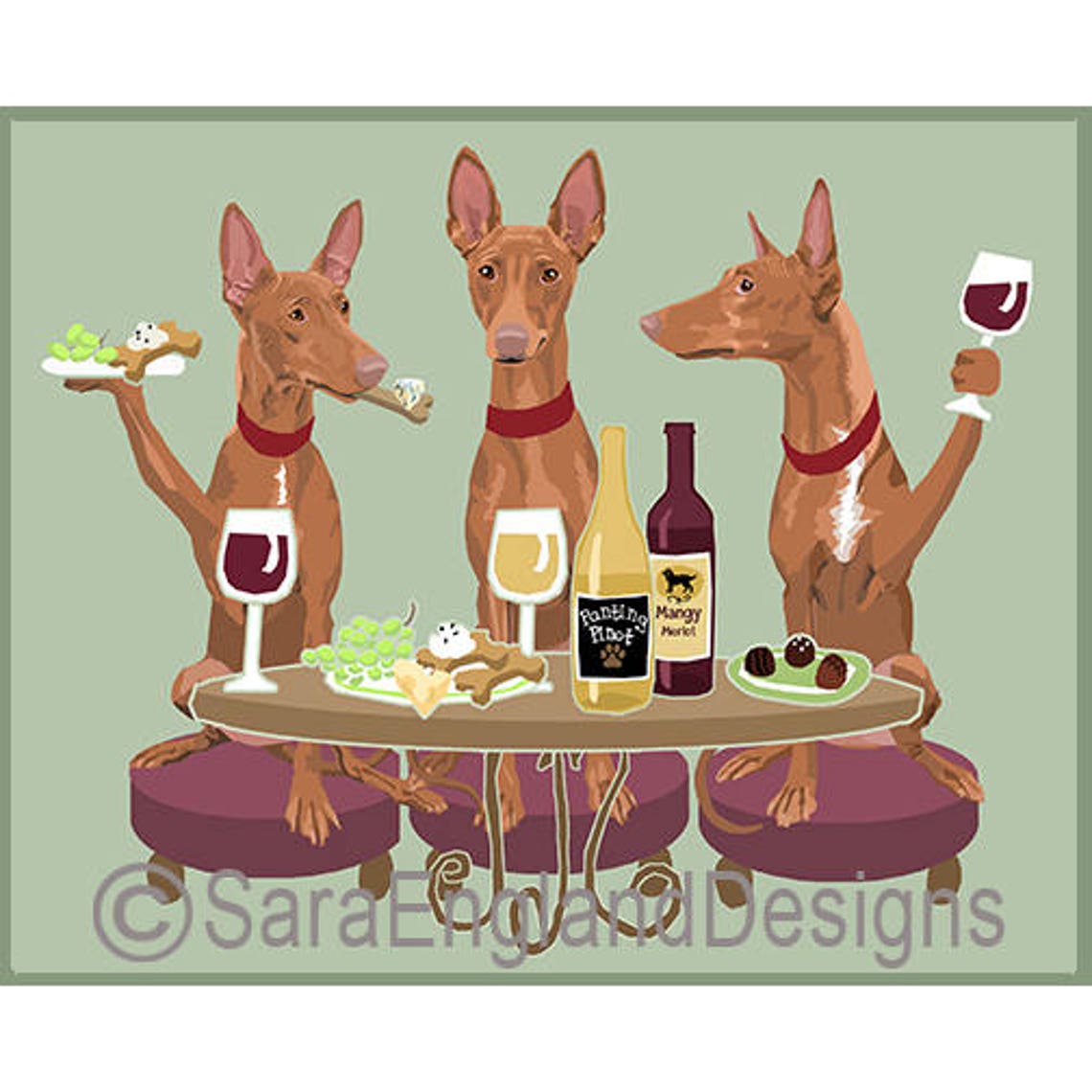 Pharaoh Hound - Dogs Wineing Art Print
