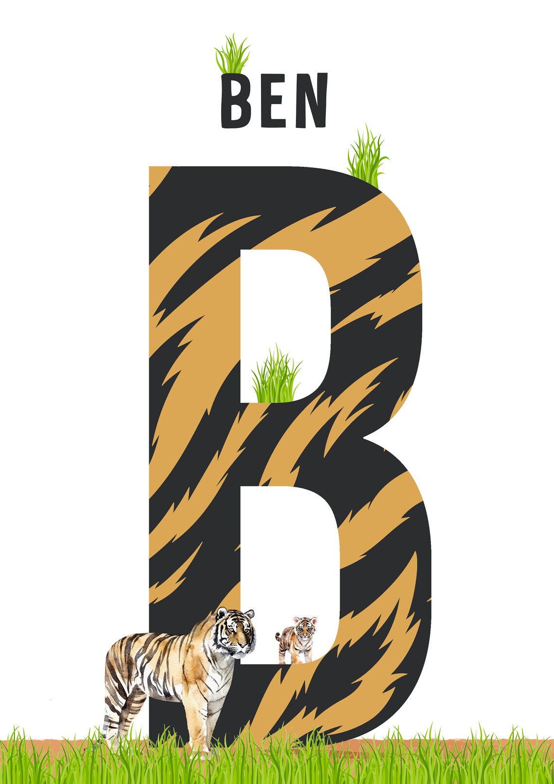 Personalized Zebra Stripe Name Letter A Nursery Wall Decor Poster - Image 2