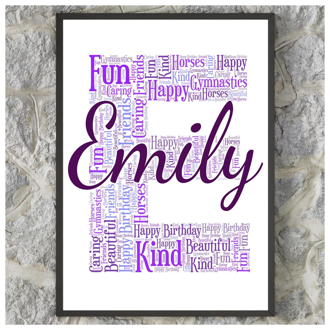 Personalised Wall Art Print Initial Word Cloud Design Family Gift Home Decor Wall Decor