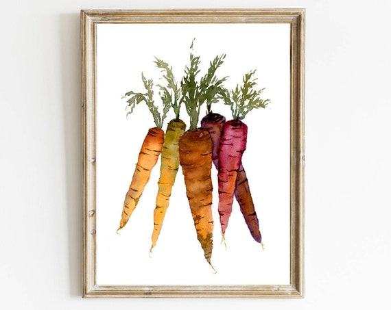 Carrot Watercolor Painting Kitchen Art Print