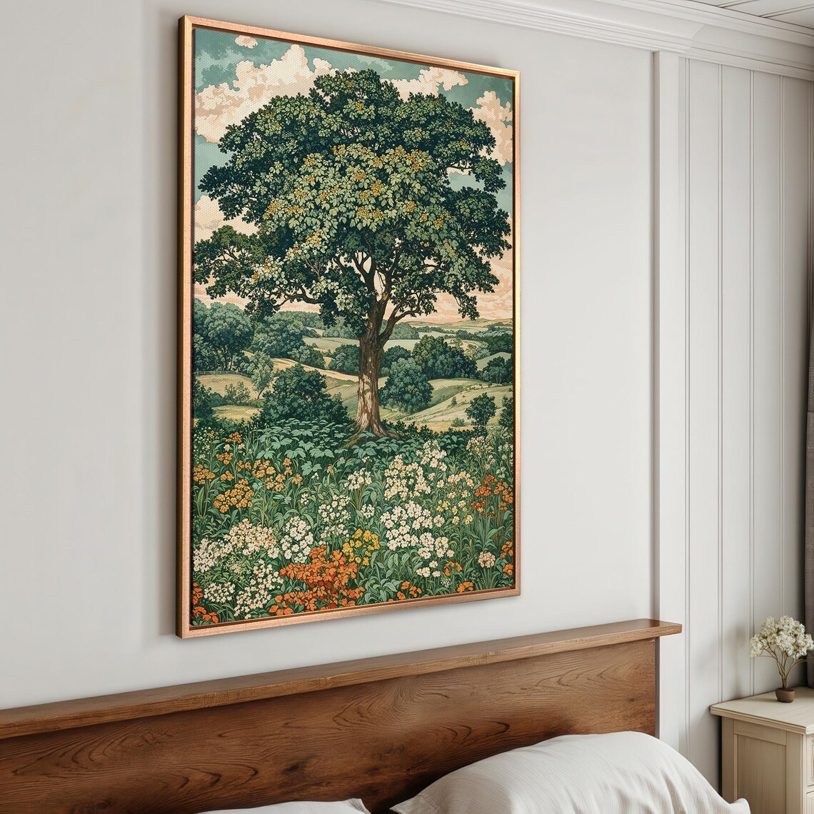 Majestic Grand Oak Over Rolling Wildflower Hills Meadow Poster - Image 4