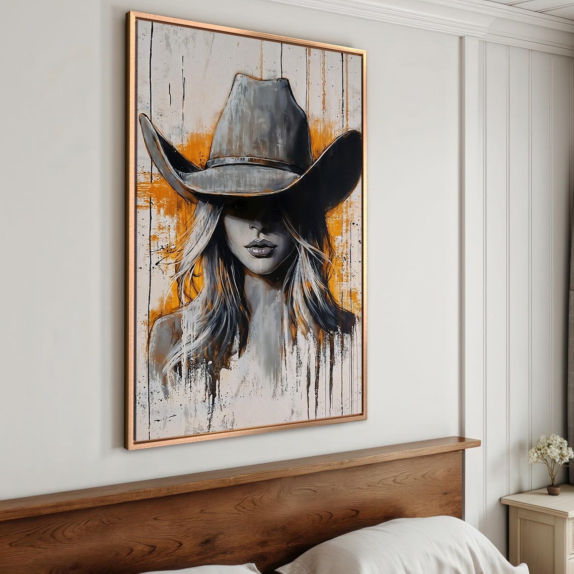 Rustic Cowgirl Art Framed Print Western Wall Art Female Portrait Painting Print Living Room Decor Ready To Hang Gift Idea - Image 4