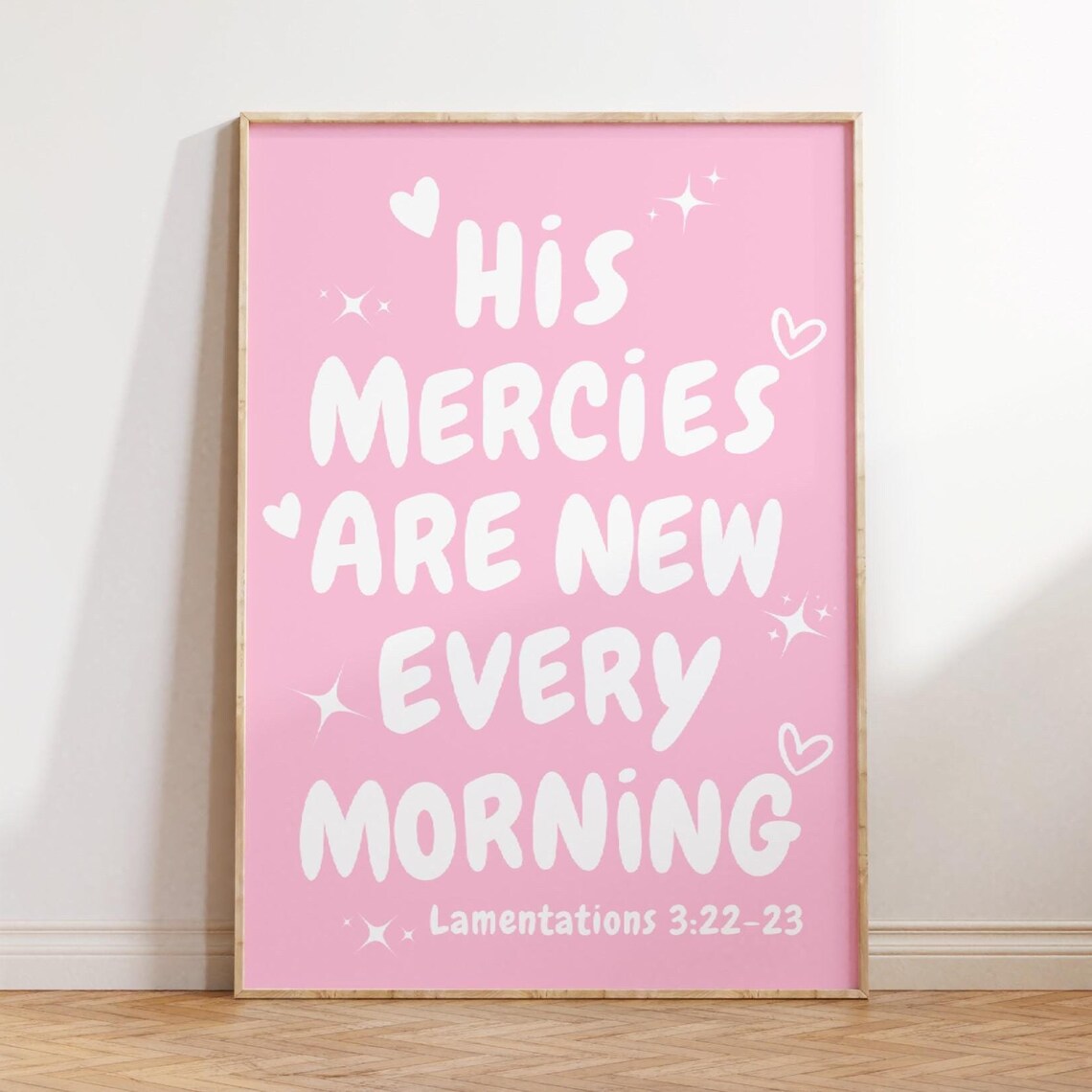 Modern Christian Art Scripture Wall Art His Mercies Are New Every Morning Pink Christian Wall Art Bible Verse Prints - Image 4