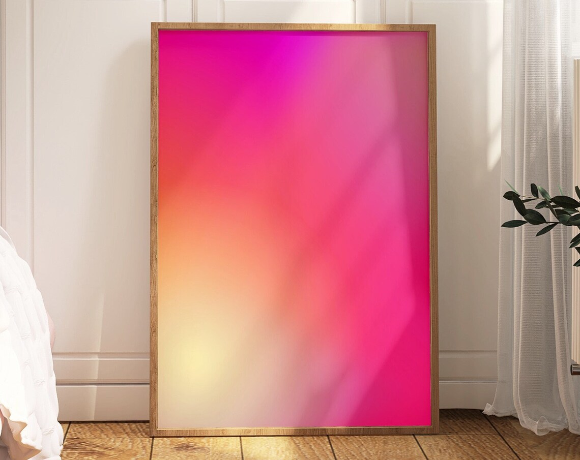Pink Orange Aura Gradient Abstract Modern Aesthetic Wall Poster - Image 2