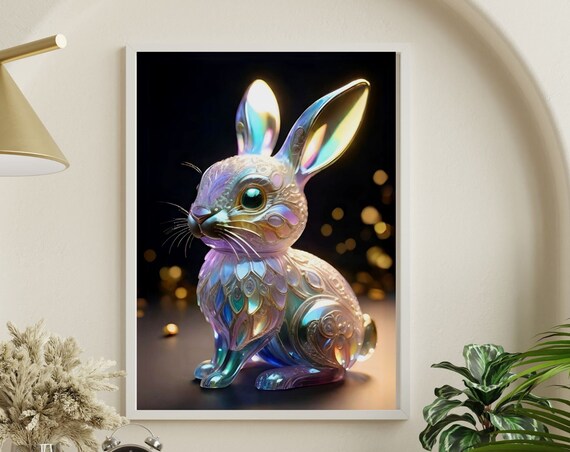 Bunny Print Preppy Wall Art Easter Gift Cute Nursery Wall Art Cute Rabbit Poster Kids Poster Easter Wall Decor Teen Girl Rprints