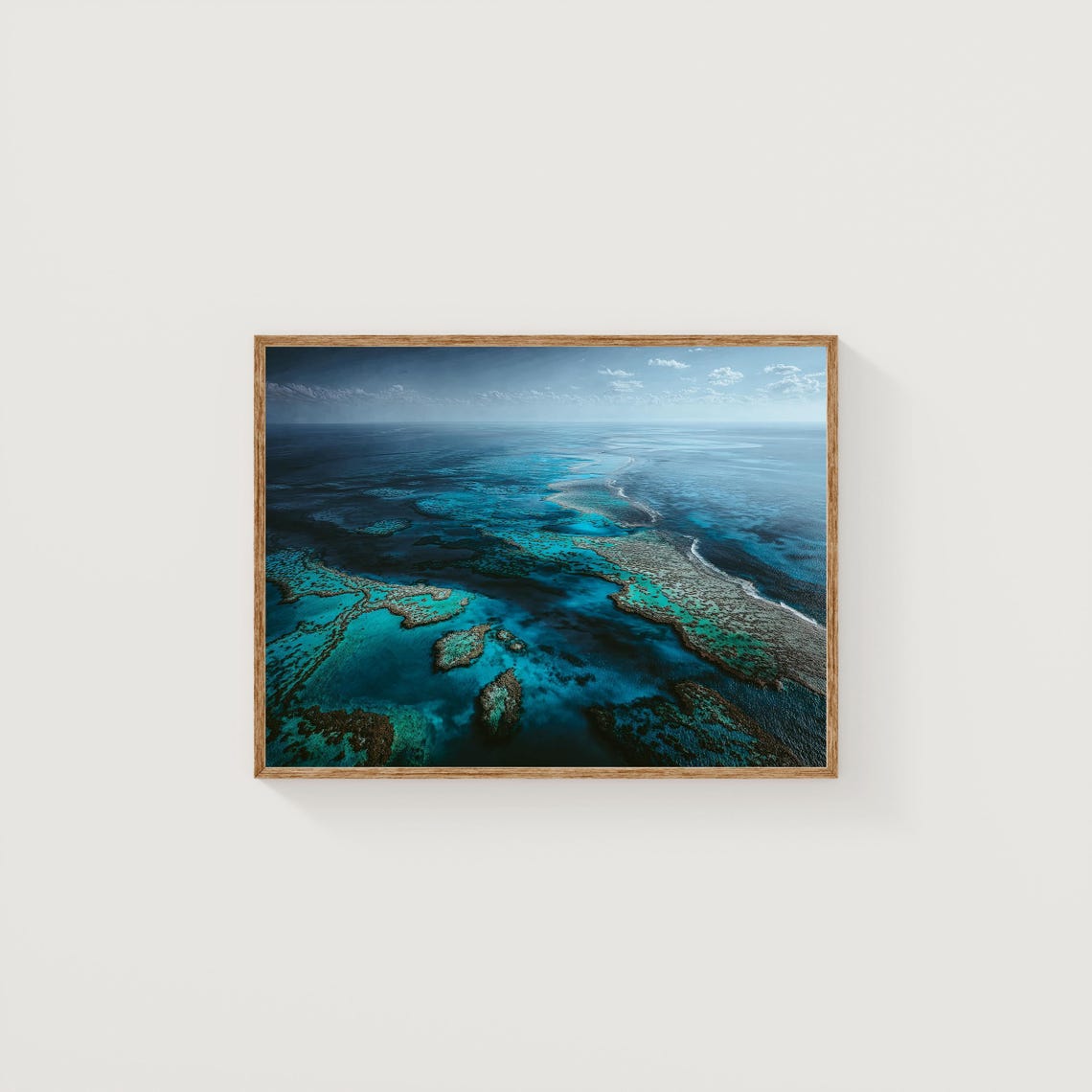 Aerial Coral Reef Blue Turquoise Ocean Nature Photography Poster