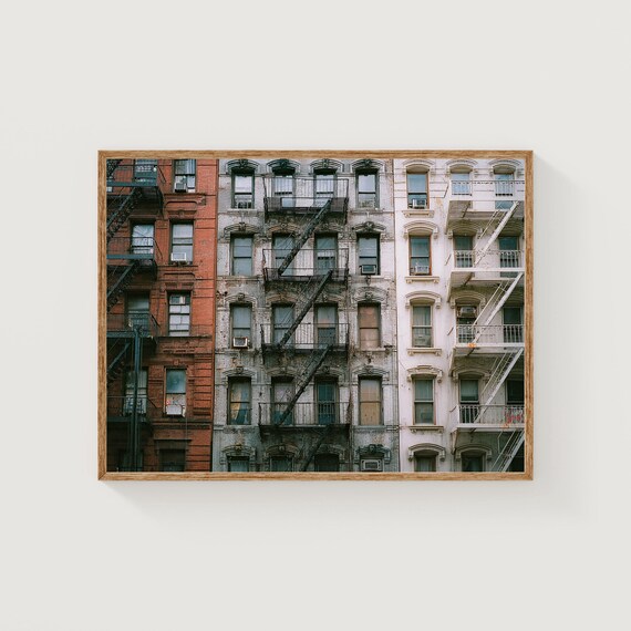 City Fire Escape Apartment Facades Urban Street Photo Art Print