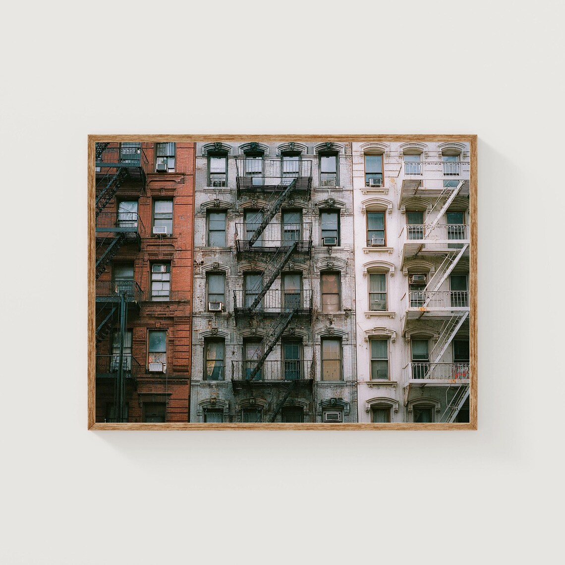 City Fire Escape Apartment Facades Urban Street Photo Art Print