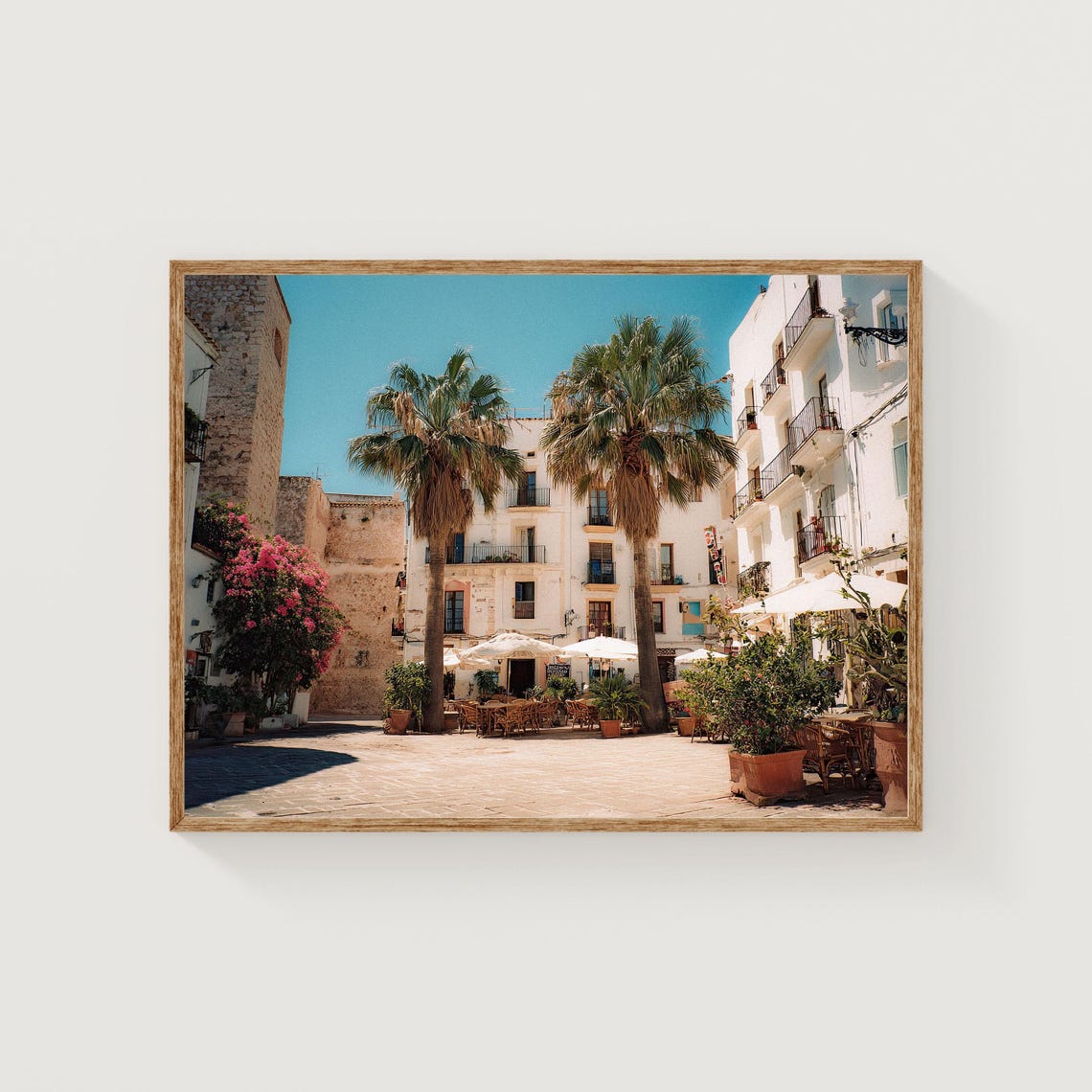 Ibiza Old Town Mediterranean Courtyard Palm Trees Photo Print