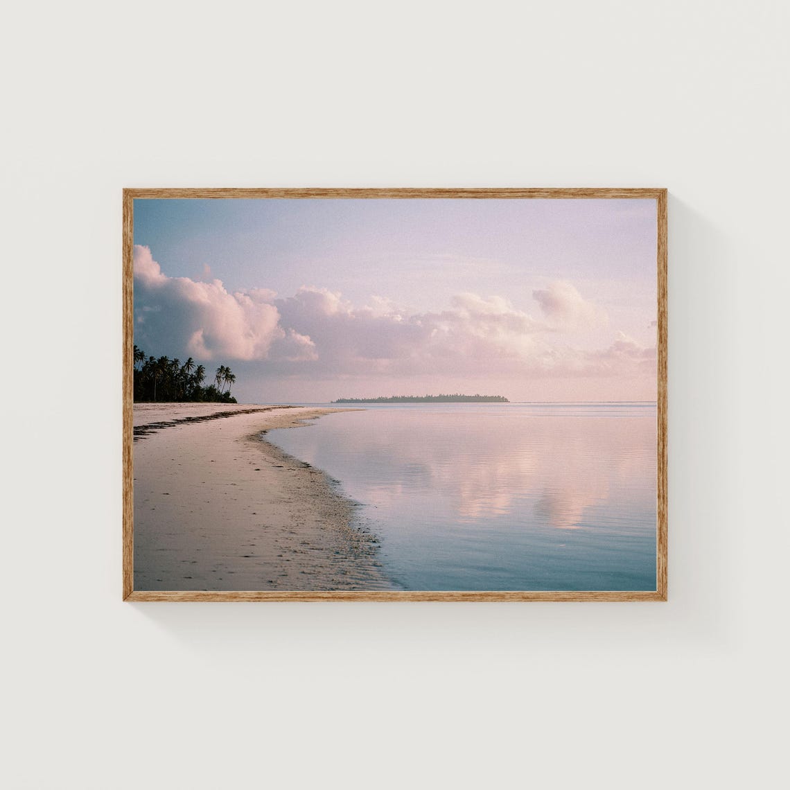 Tropical Beach Pastel Sunrise Palm Tree Coastal Photography Poster