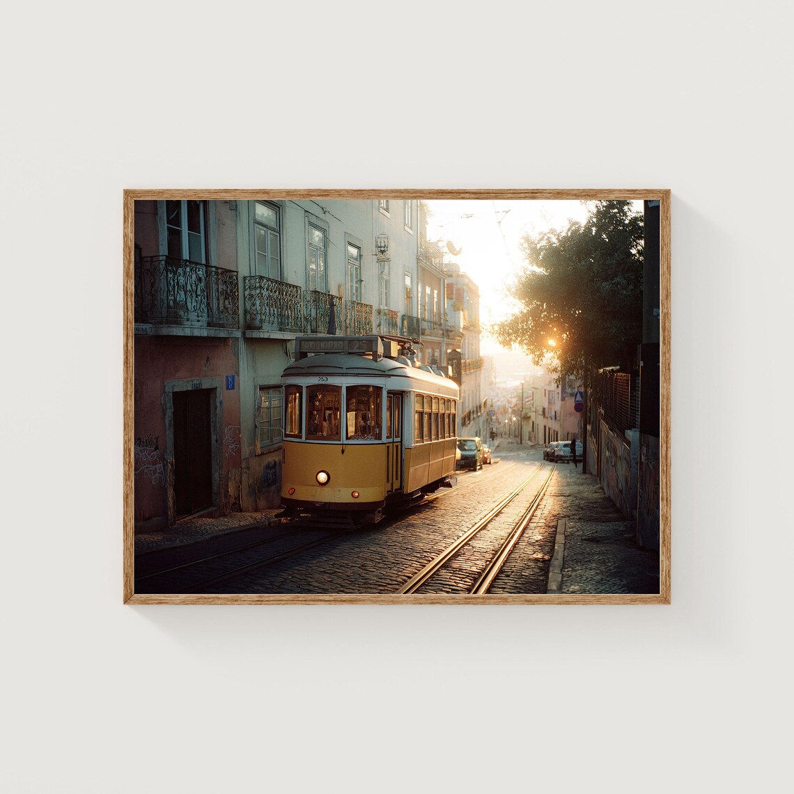 Lisbon Tram Sunset 35mm Film Photography Vintage Streetcar Wall Art Portugal Fine Print